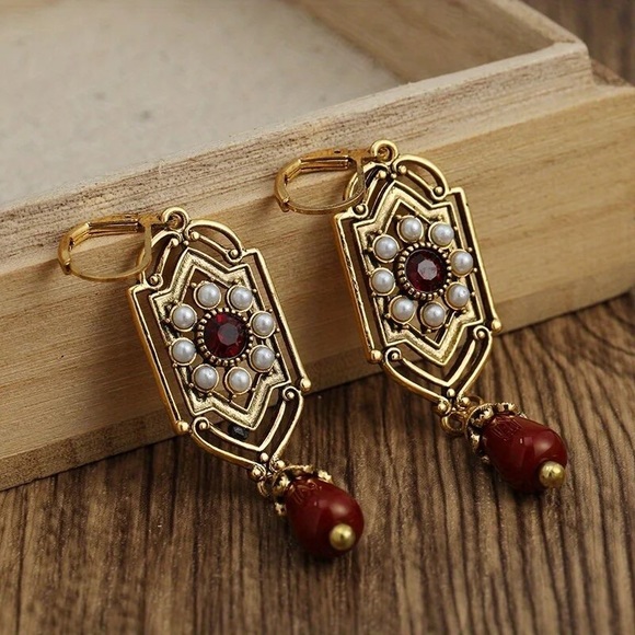 Boho Ethnic Geometric Waterdrop Stone Earrings J - Picture 3 of 6